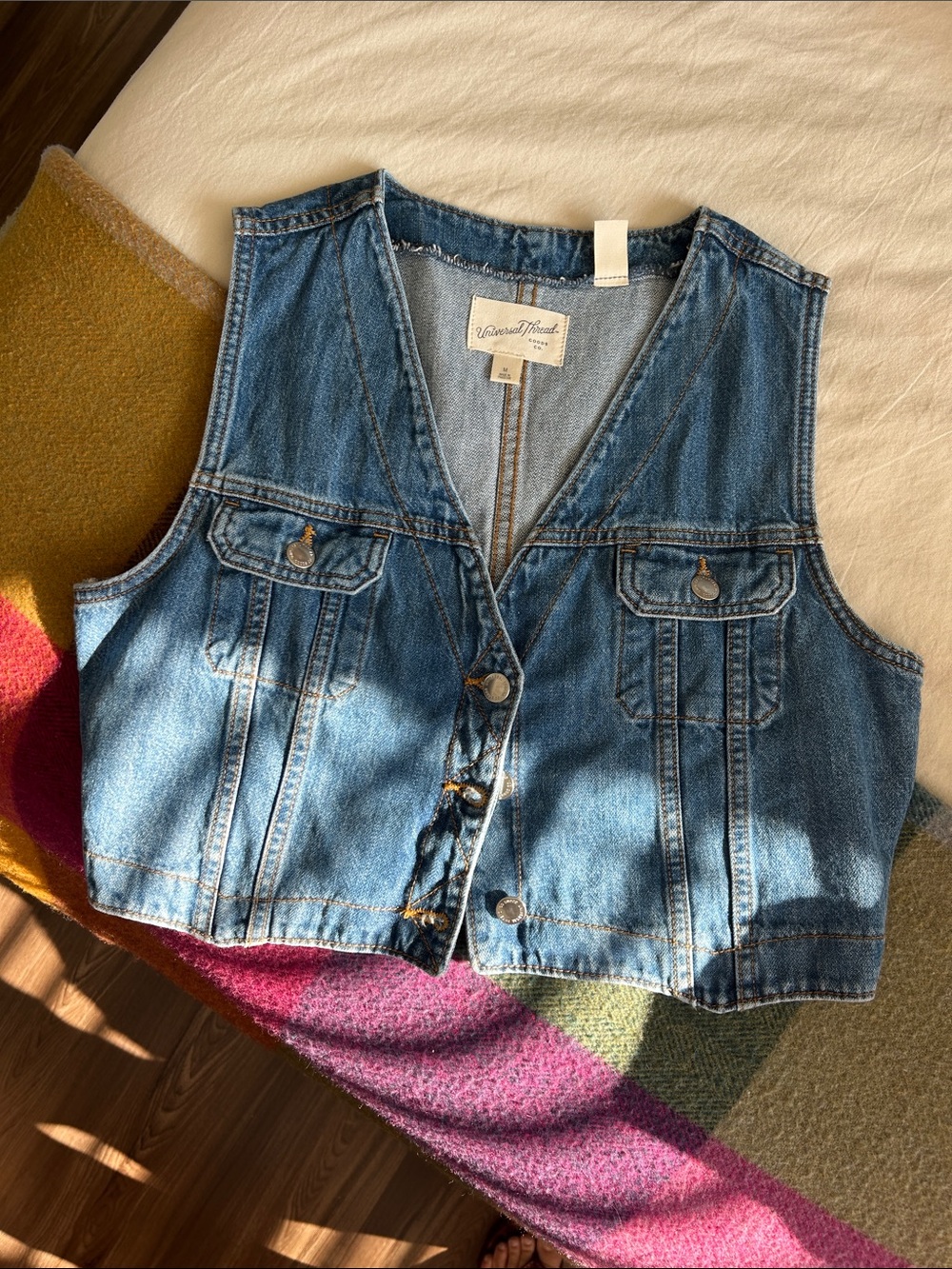 UNIVERSAL THREAD Vintage Denim Vest - Blue Women Jeans Vest Medium